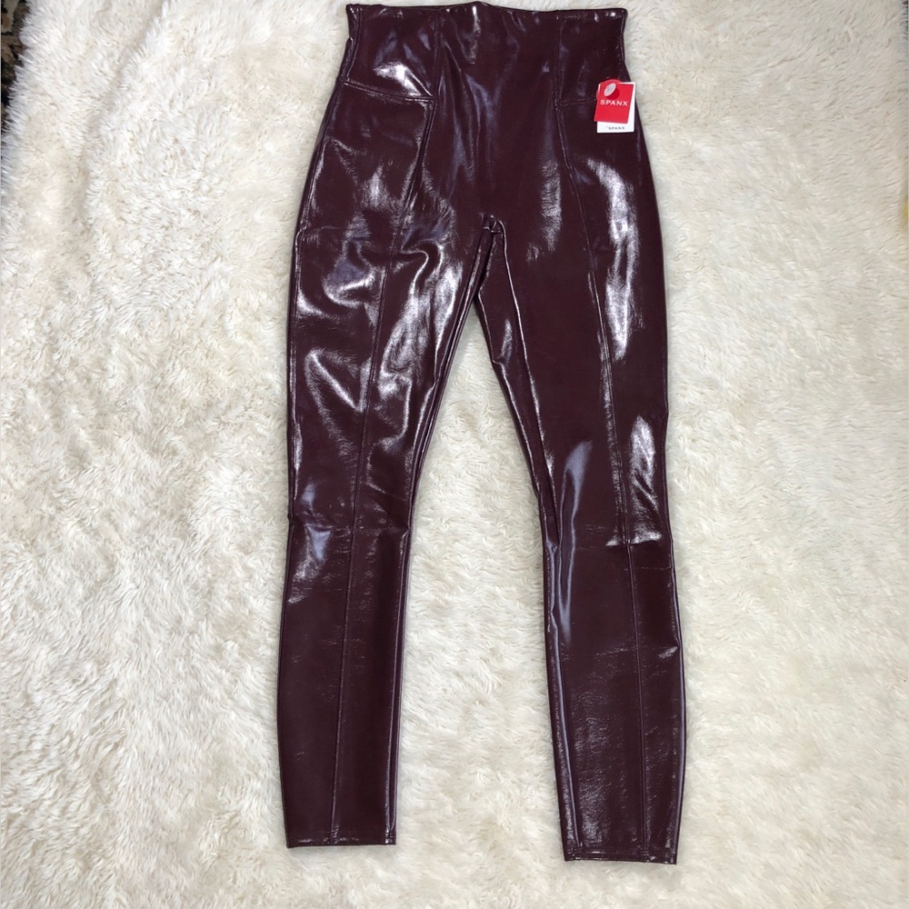 SPANX Faux Leather Leggings Ruby Patent Vegan Leather